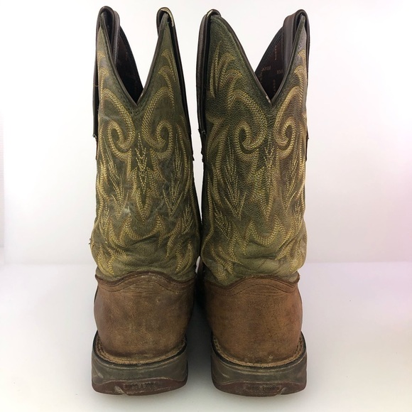 Durango Brown Leather Green Cowboy Western Boots Size 8.5 main image 5